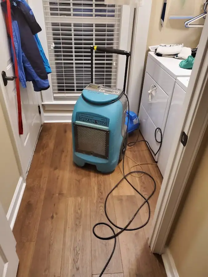 Commercial dehumidifier deployed for Flood Damage Cleanup in Old Westbury