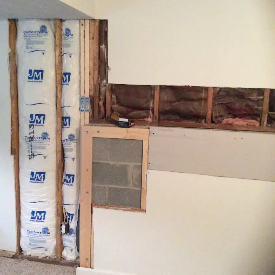 Wall insulation replacement during Contents Cleaning & Restoration in Old Westbury